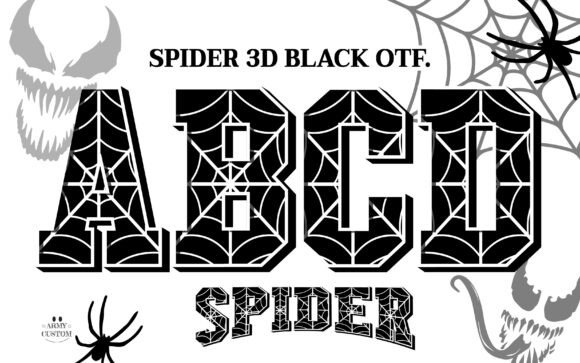 Spider 3d Black: Dynamic & Venomous Typography